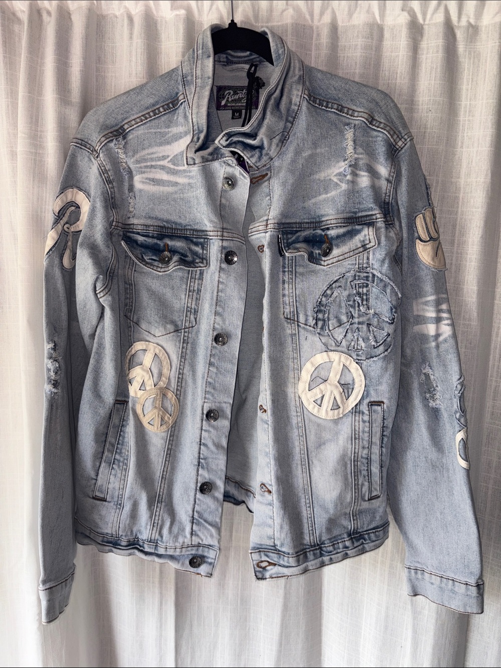 Denim Peace Patch Light Blue Jean Jacket